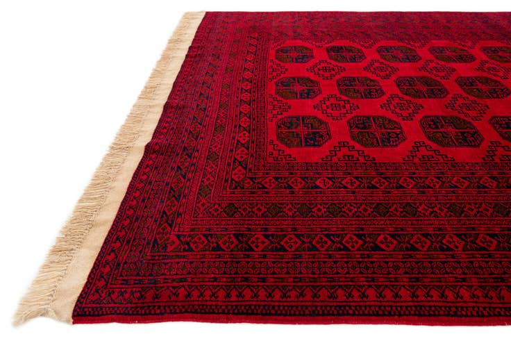 Detail image of 6' 6 x 10' Hand Knotted Afghan Akhche Wool Rug