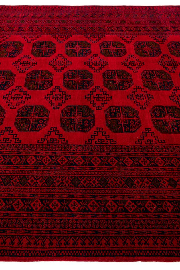 Detail image of 6' 6 x 10' Hand Knotted Afghan Akhche Wool Rug