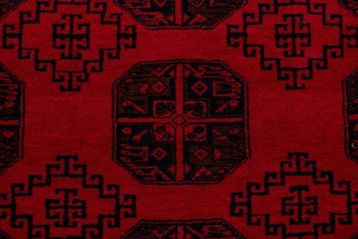 Detail image of 6' 6 x 10' Hand Knotted Afghan Akhche Wool Rug