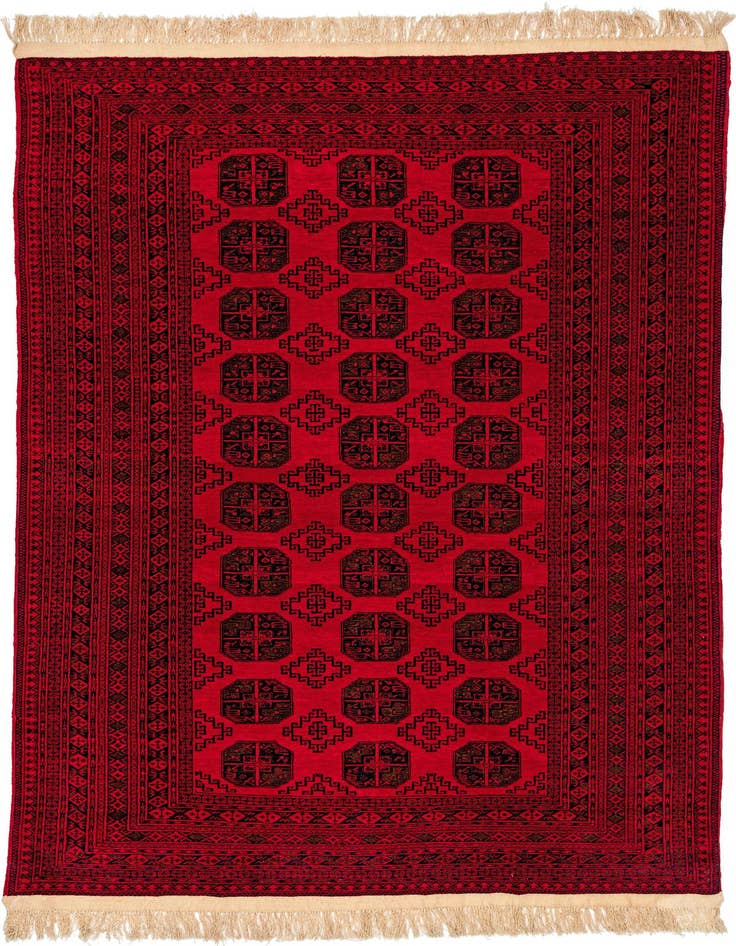 Detail image of 6' 6 x 10' Hand Knotted Afghan Akhche Wool Rug