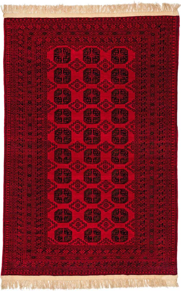 6' 6 x 10' Hand Knotted Afghan Akhche Wool Rug