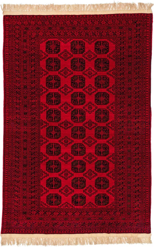 Detail image of 6' 6 x 10' Hand Knotted Afghan Akhche Wool Rug