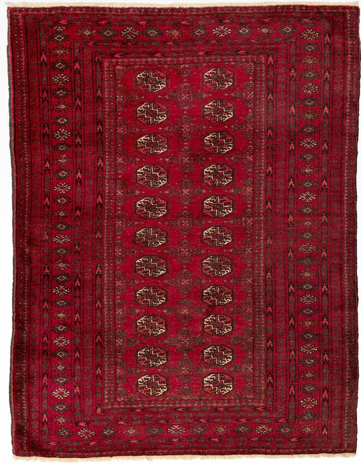 Detail image of 3' 6 x 6' 7 Hand Knotted Afghan Akhche Wool Rug