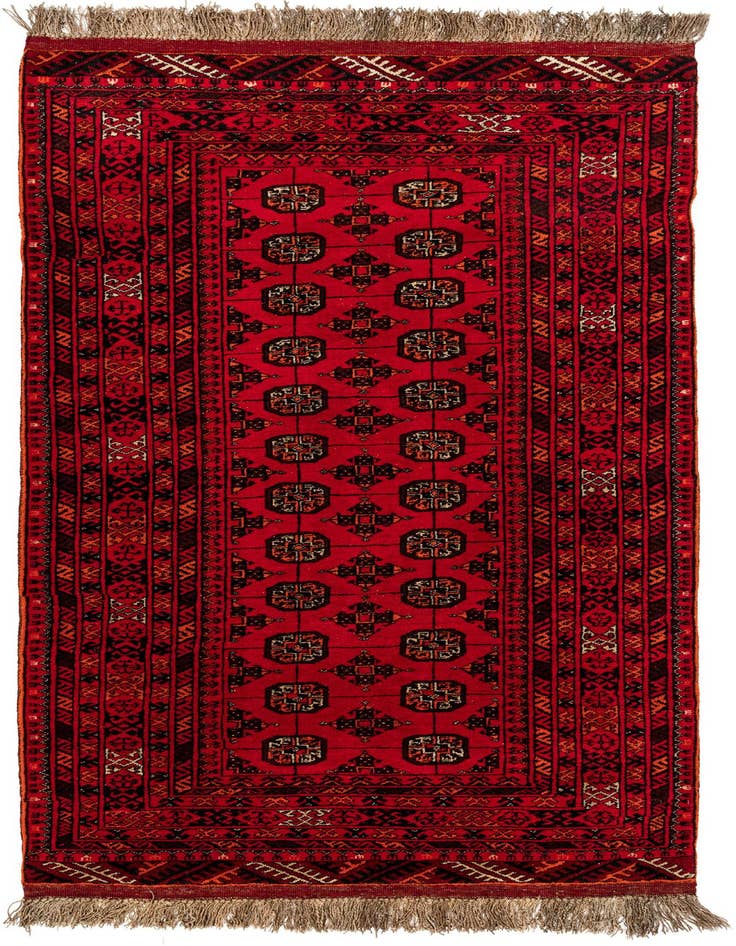 Detail image of 3' 6 x 6' 6 Hand Knotted Afghan Akhche Wool Rug
