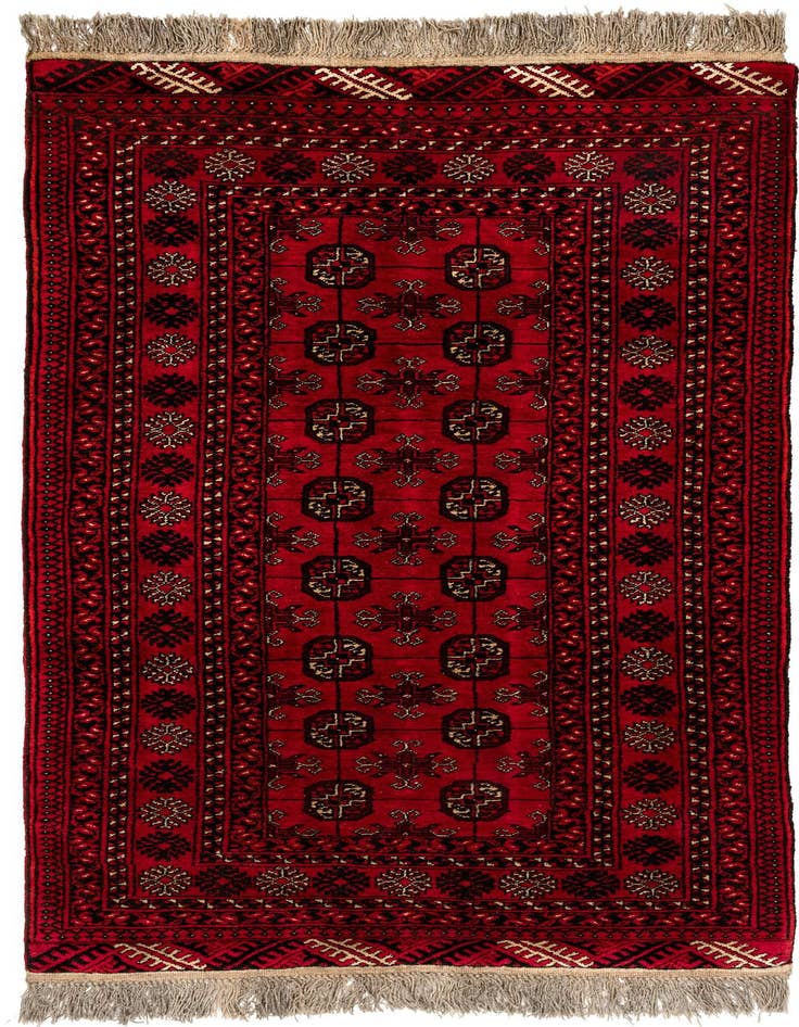 Detail image of 3' 4 x 6' 2 Hand Knotted Afghan Akhche Wool Rug