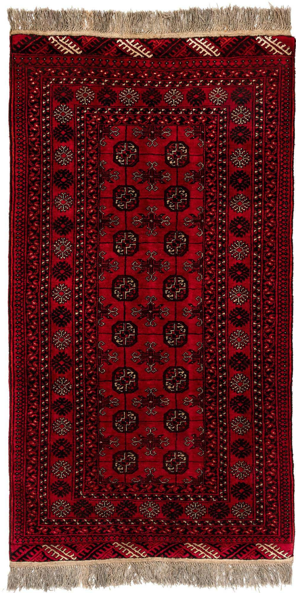 3' 4 x 6' 2 Hand Knotted Afghan Akhche Wool Rug