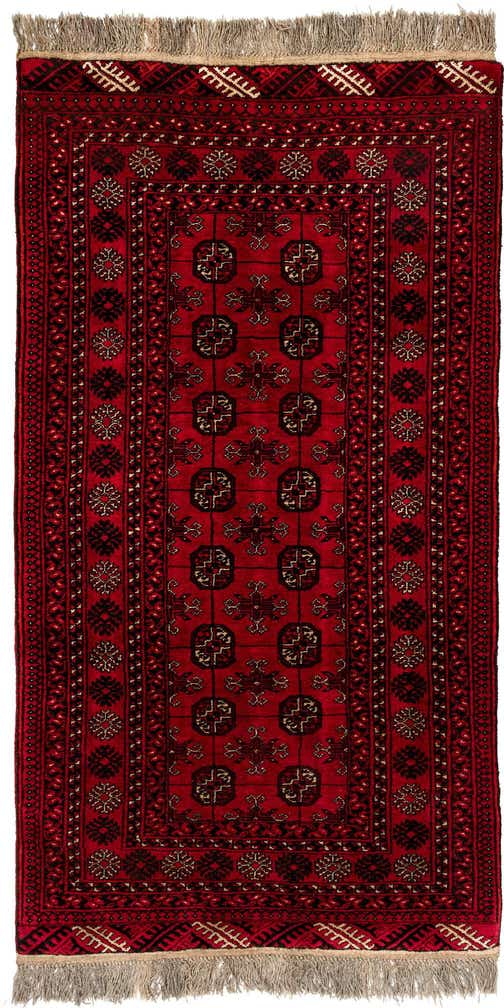 3' 4 x 6' 2 Hand Knotted Afghan Akhche Wool Rug