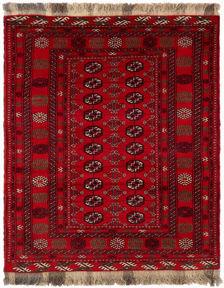 Detail image of 3' 4 x 6' 6 Hand Knotted Afghan Akhche Wool Rug
