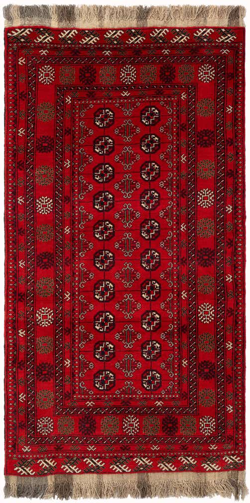 3' 4 x 6' 6 Hand Knotted Afghan Akhche Wool Rug