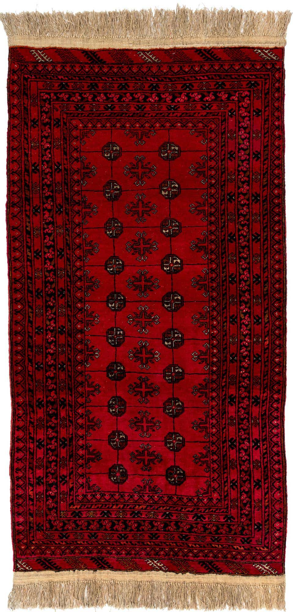 3' 5 x 6' 8 Hand Knotted Afghan Akhche Wool Rug