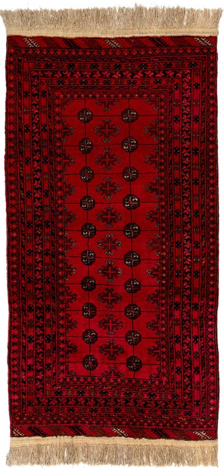 Detail image of 3' 5 x 6' 8 Hand Knotted Afghan Akhche Wool Rug