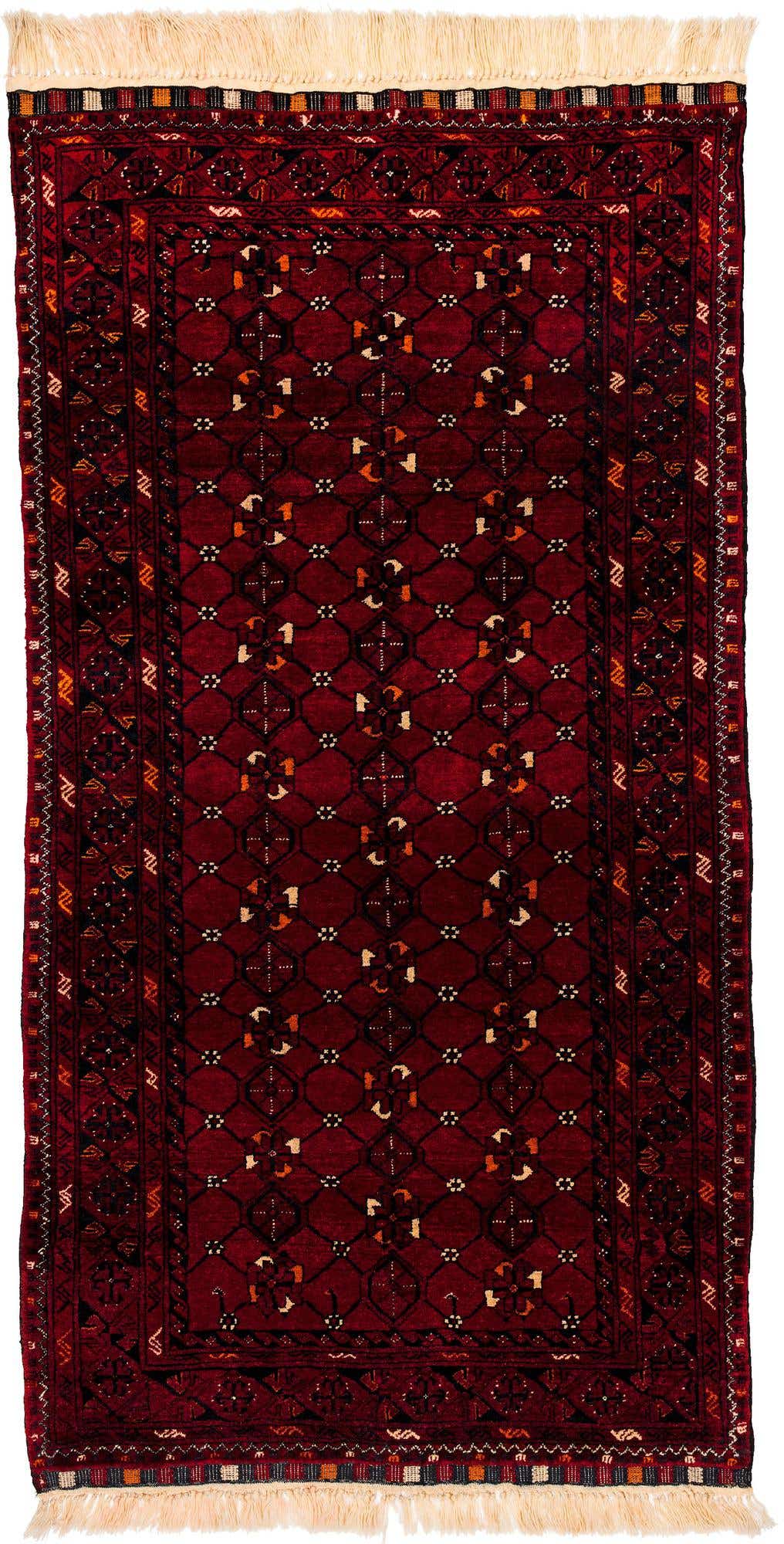 3' 5 x 6' 7 Hand Knotted Afghan Akhche Wool Rug