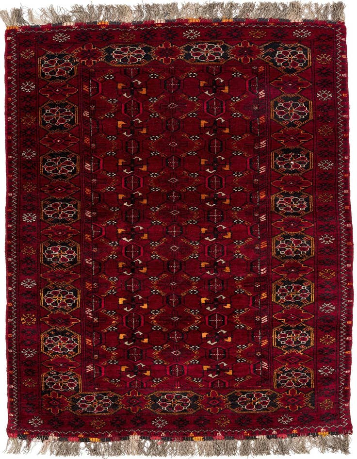 Detail image of 3' 4 x 6' 3 Hand Knotted Afghan Akhche Wool Rug