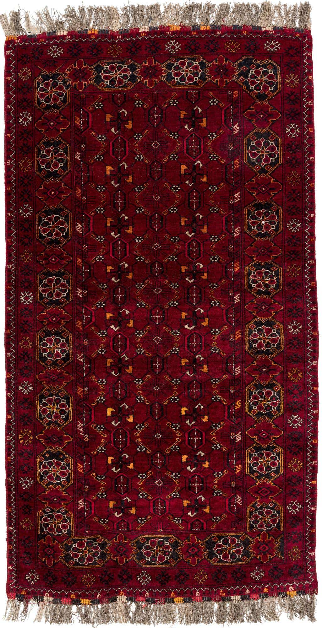 3' 4 x 6' 3 Hand Knotted Afghan Akhche Wool Rug