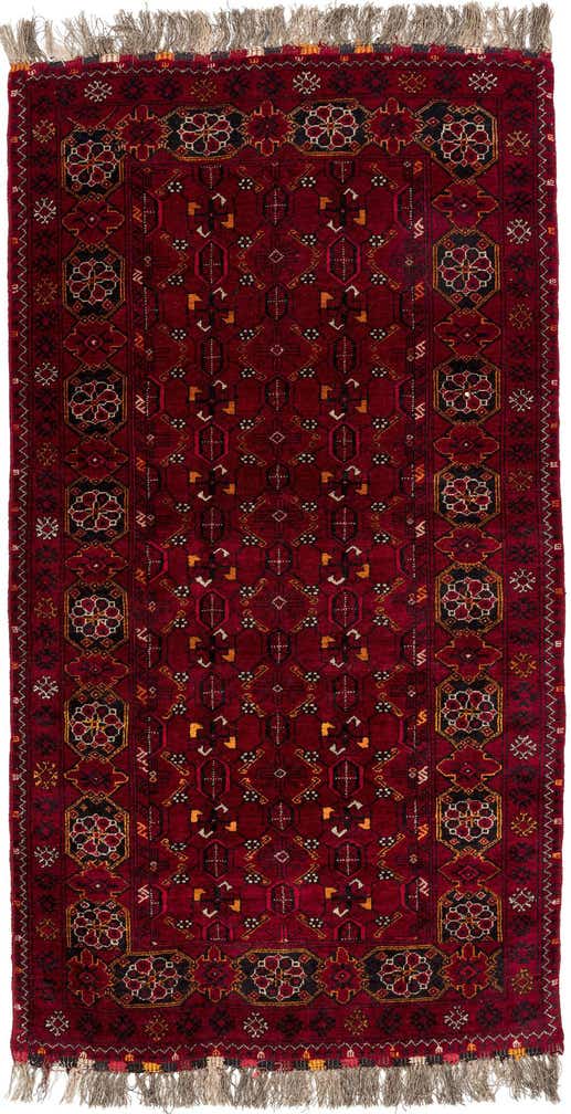 3' 4 x 6' 3 Hand Knotted Afghan Akhche Wool Rug