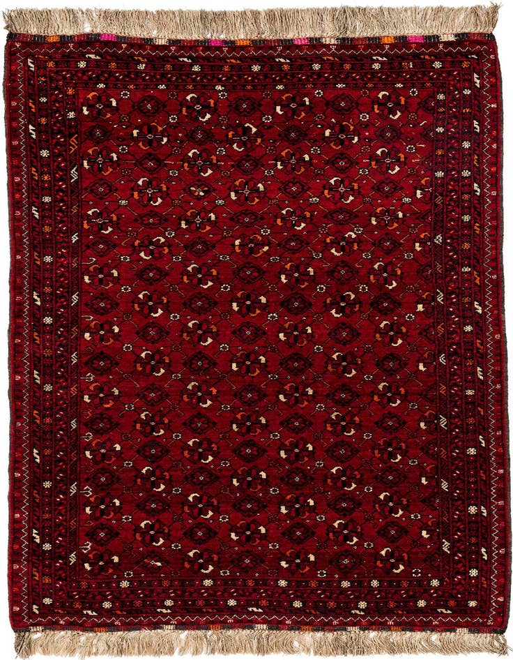 Detail image of 3' 5 x 6' 6 Hand Knotted Afghan Akhche Wool Rug