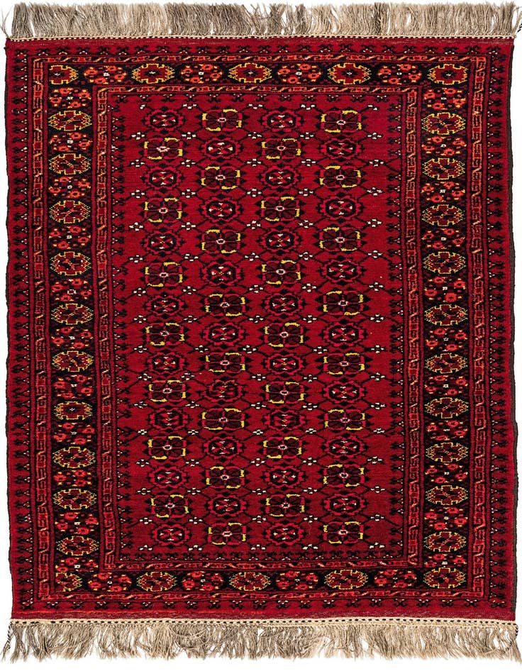 Detail image of 3' 6 x 5' 10 Hand Knotted Afghan Akhche Wool Rug