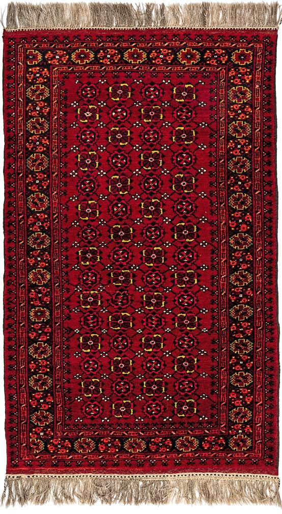 3' 6 x 5' 10 Hand Knotted Afghan Akhche Wool Rug