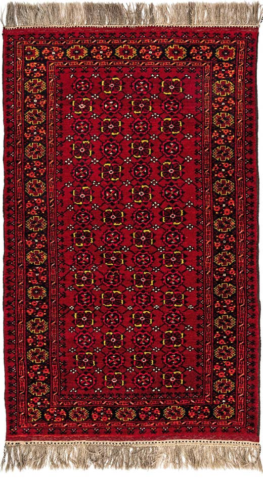 Detail image of 3' 6 x 5' 10 Hand Knotted Afghan Akhche Wool Rug