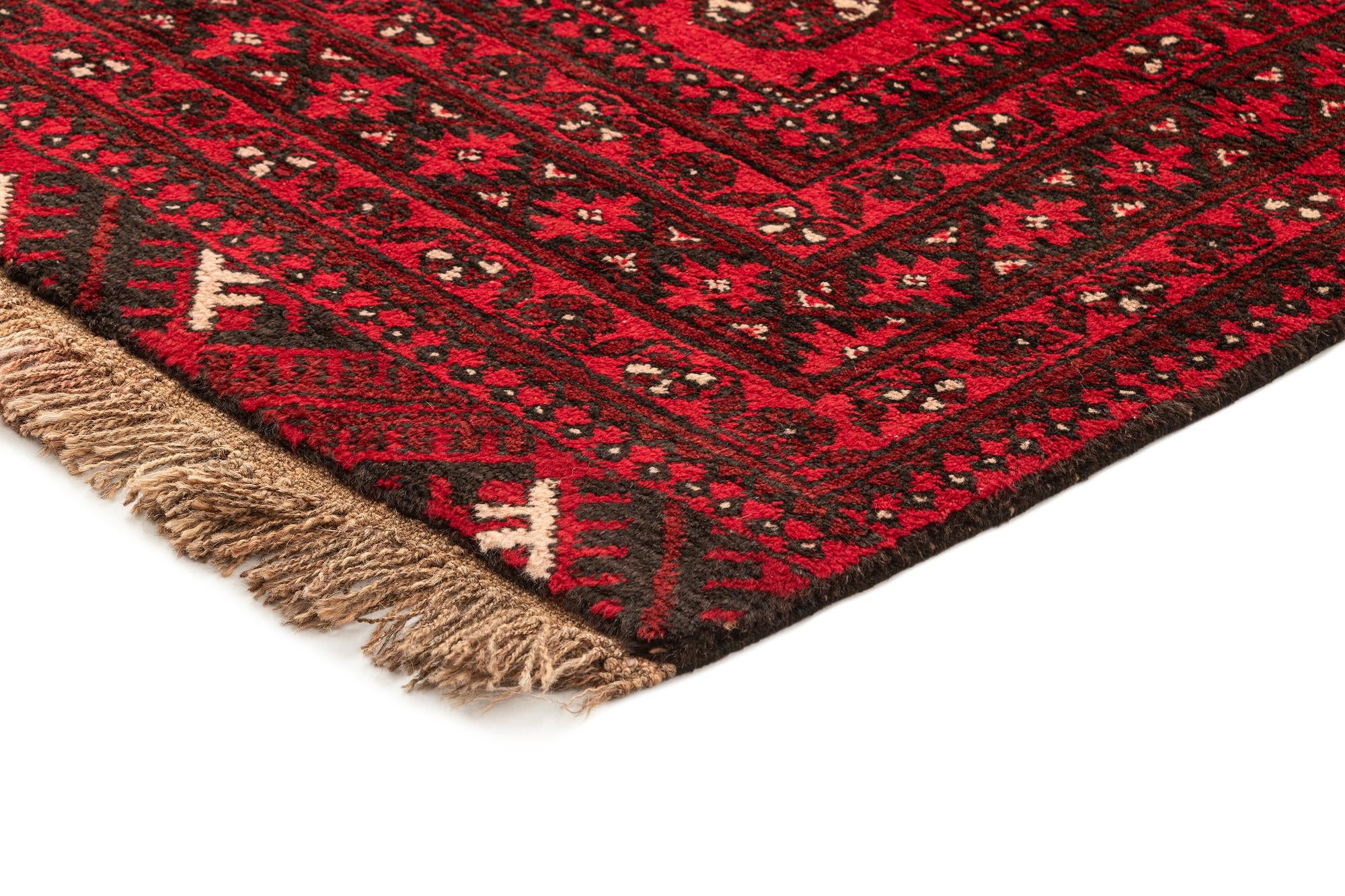 3' 4 x 6' 1 Hand Knotted Afghan Akhche Wool Rug
