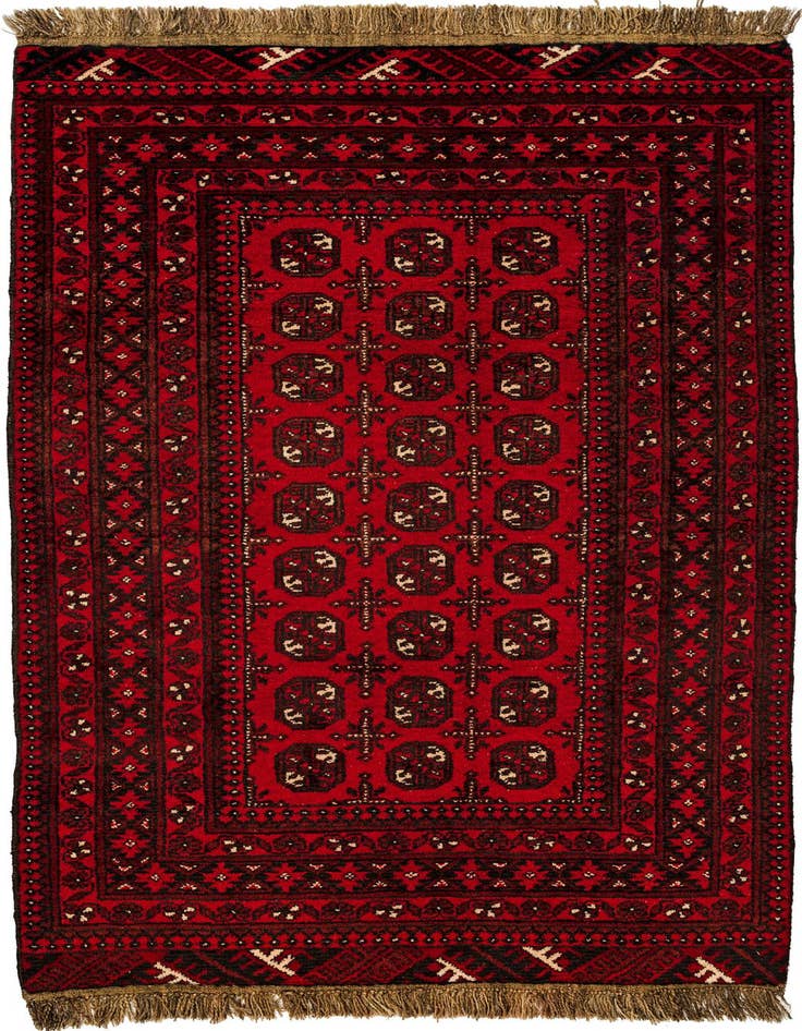 Detail image of 3' 4 x 6' 1 Hand Knotted Afghan Akhche Wool Rug