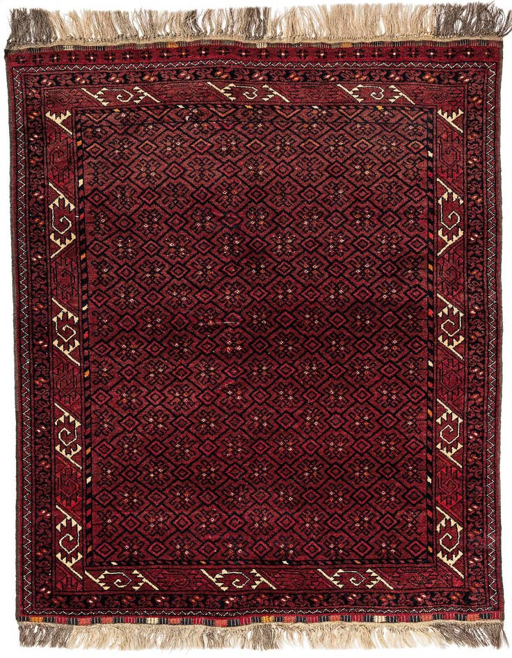 Detail image of 3' 8 x 5' 8 Hand Knotted Afghan Akhche Wool Rug