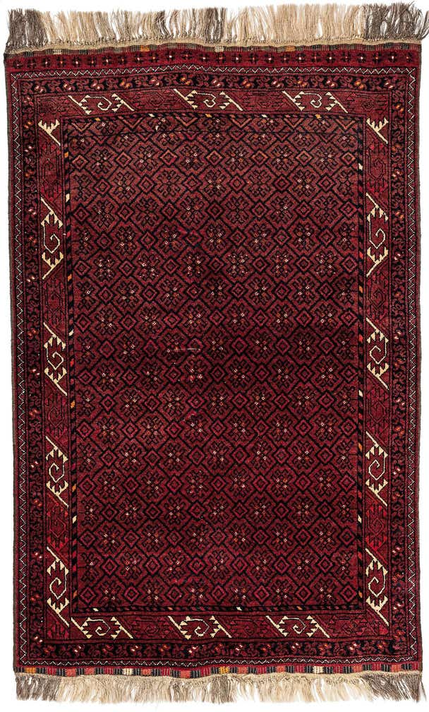 3' 8 x 5' 8 Hand Knotted Afghan Akhche Wool Rug