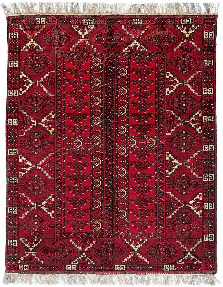 Detail image of 5' x 8' 5 Hand Knotted Afghan Akhche Wool Rug
