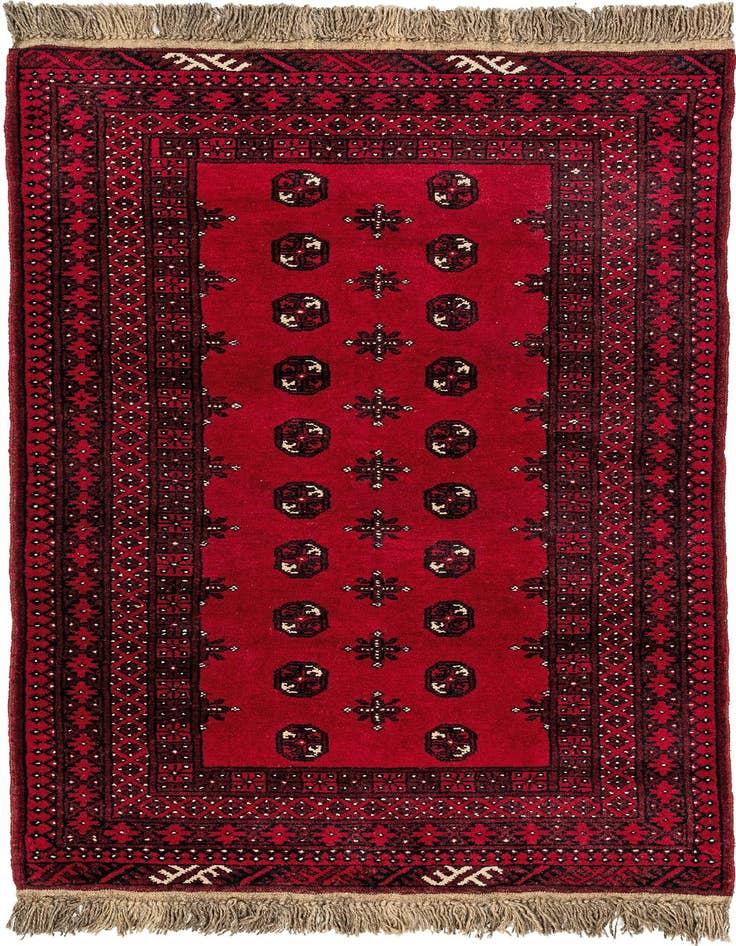 Detail image of 3' 4 x 6' 5 Hand Knotted Afghan Akhche Wool Rug