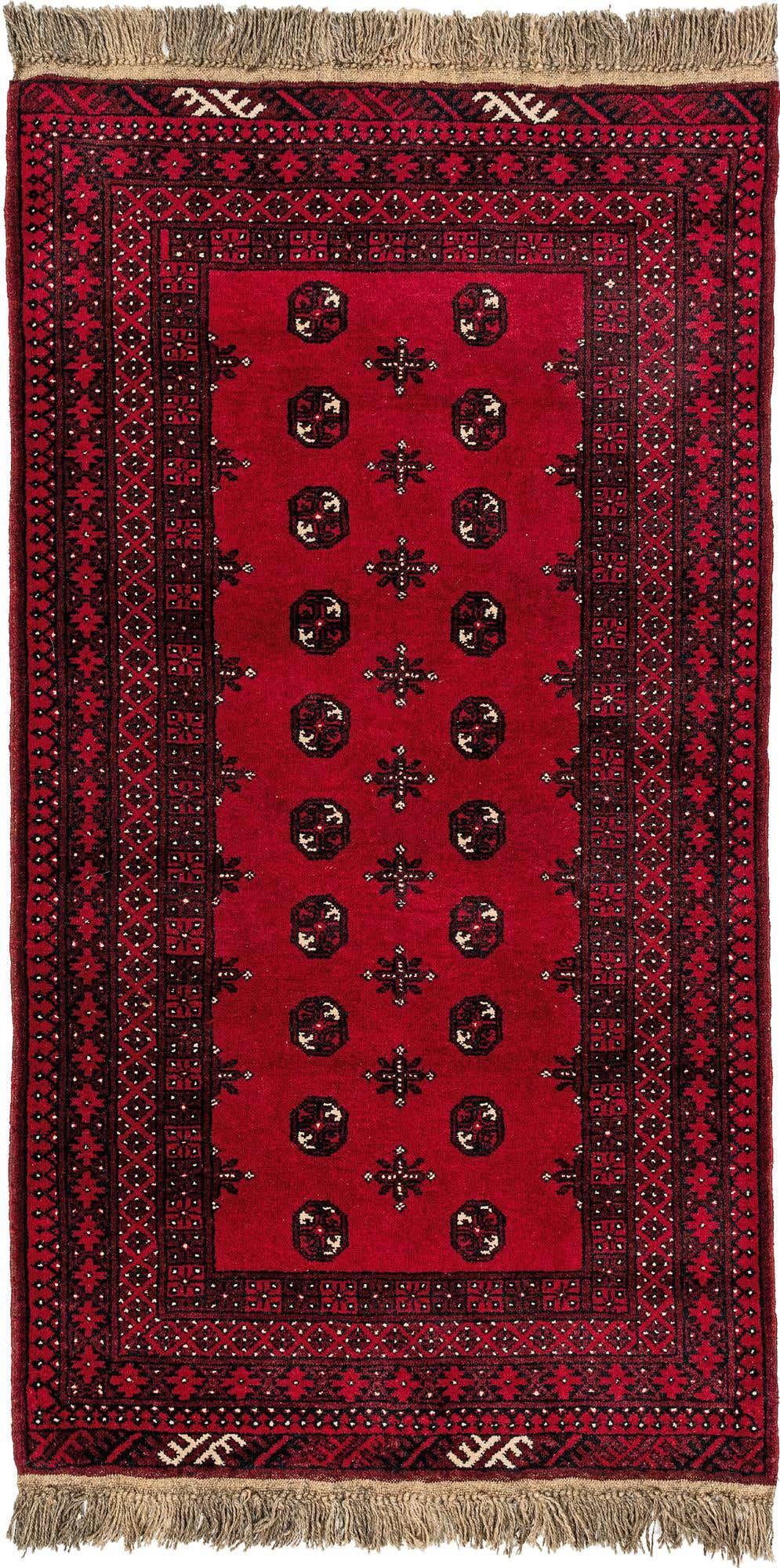 3' 4 x 6' 5 Hand Knotted Afghan Akhche Wool Rug