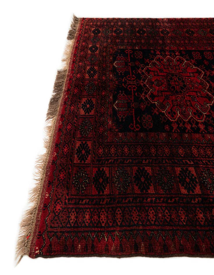 Detail image of 4' 4 x 6' Hand Knotted Afghan Akhche Wool Rug