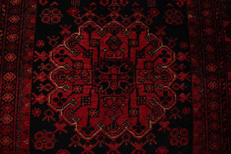 Detail image of 4' 4 x 6' Hand Knotted Afghan Akhche Wool Rug
