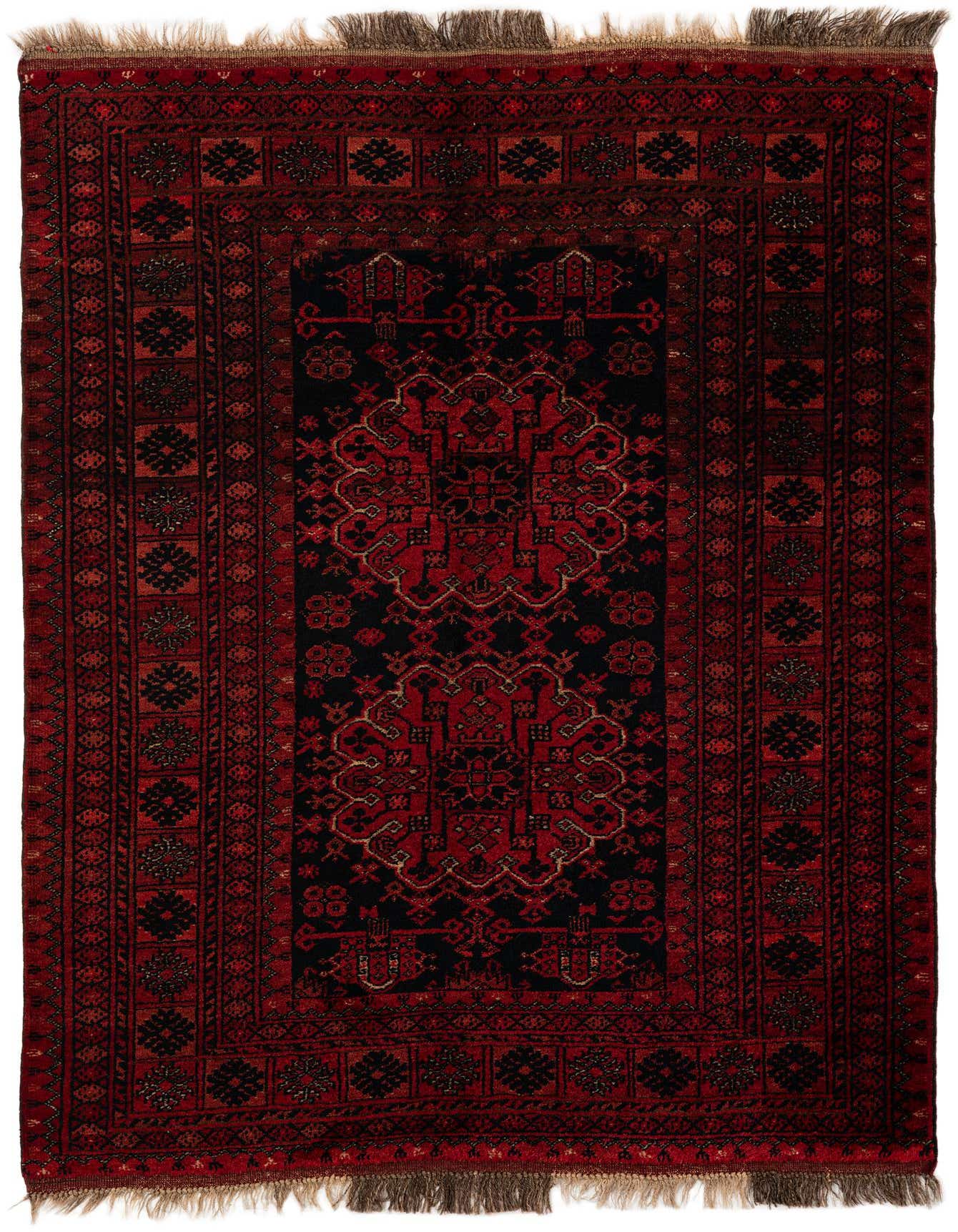 4' 4 x 6' Hand Knotted Afghan Akhche Wool Rug