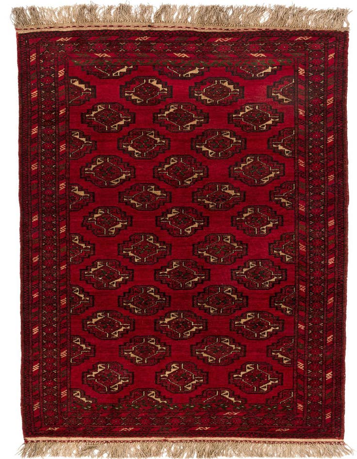 Detail image of 3' 5 x 6' 4 Hand Knotted Afghan Akhche Oriental Wool Rug