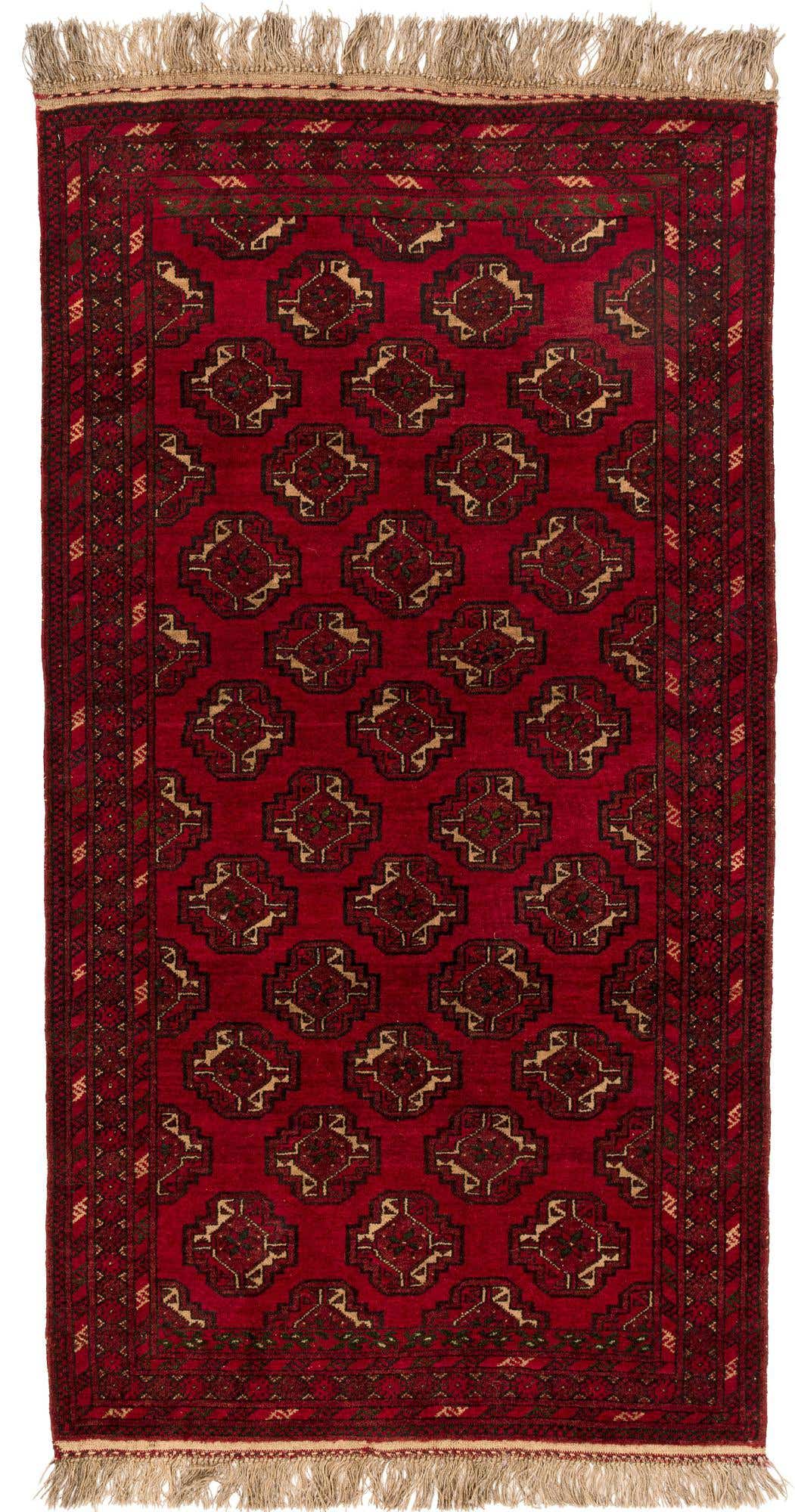 3' 5 x 6' 4 Hand Knotted Afghan Akhche Oriental Wool Rug