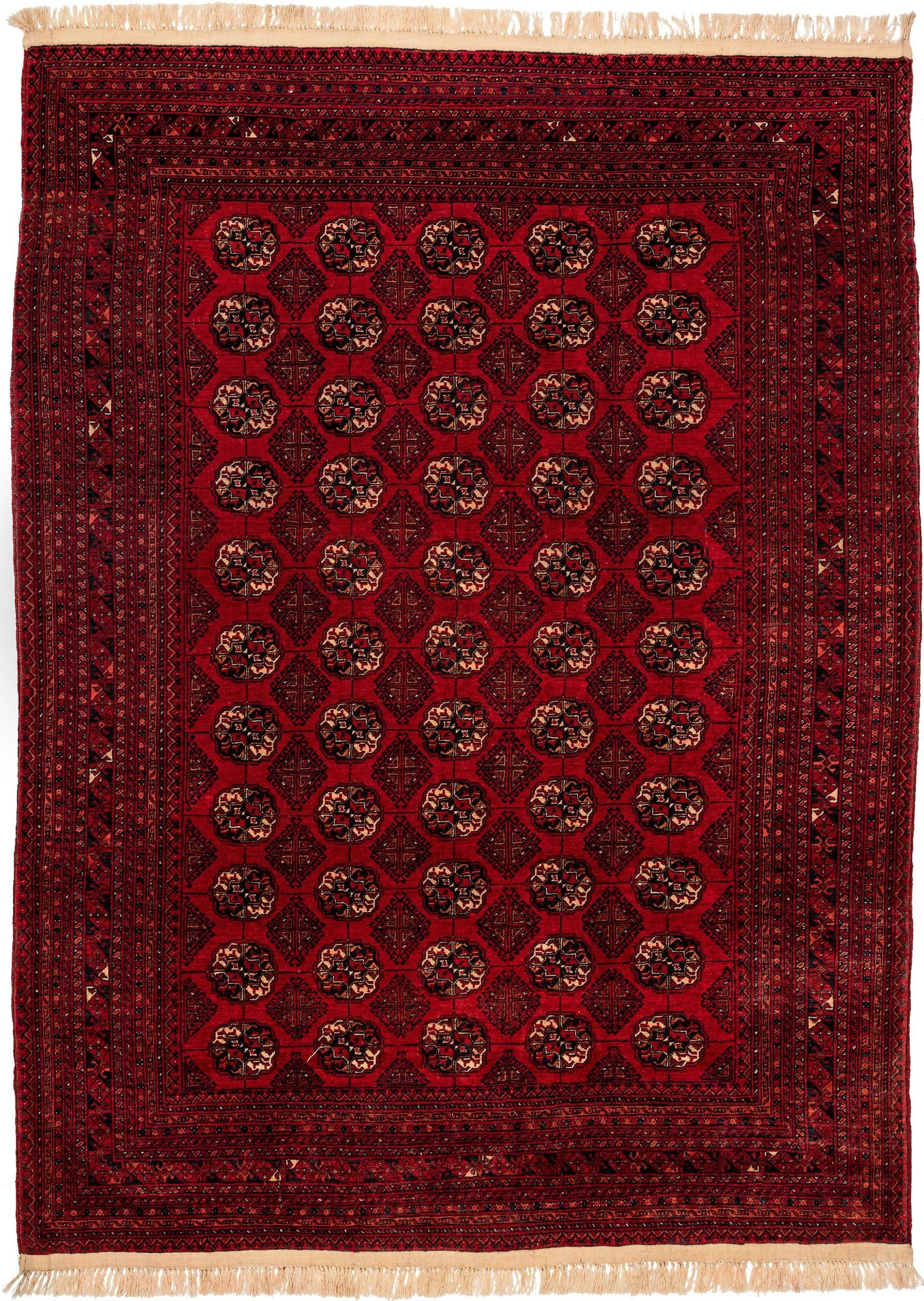 7' x 9' 6 Hand Knotted Afghan Akhche Wool Rug