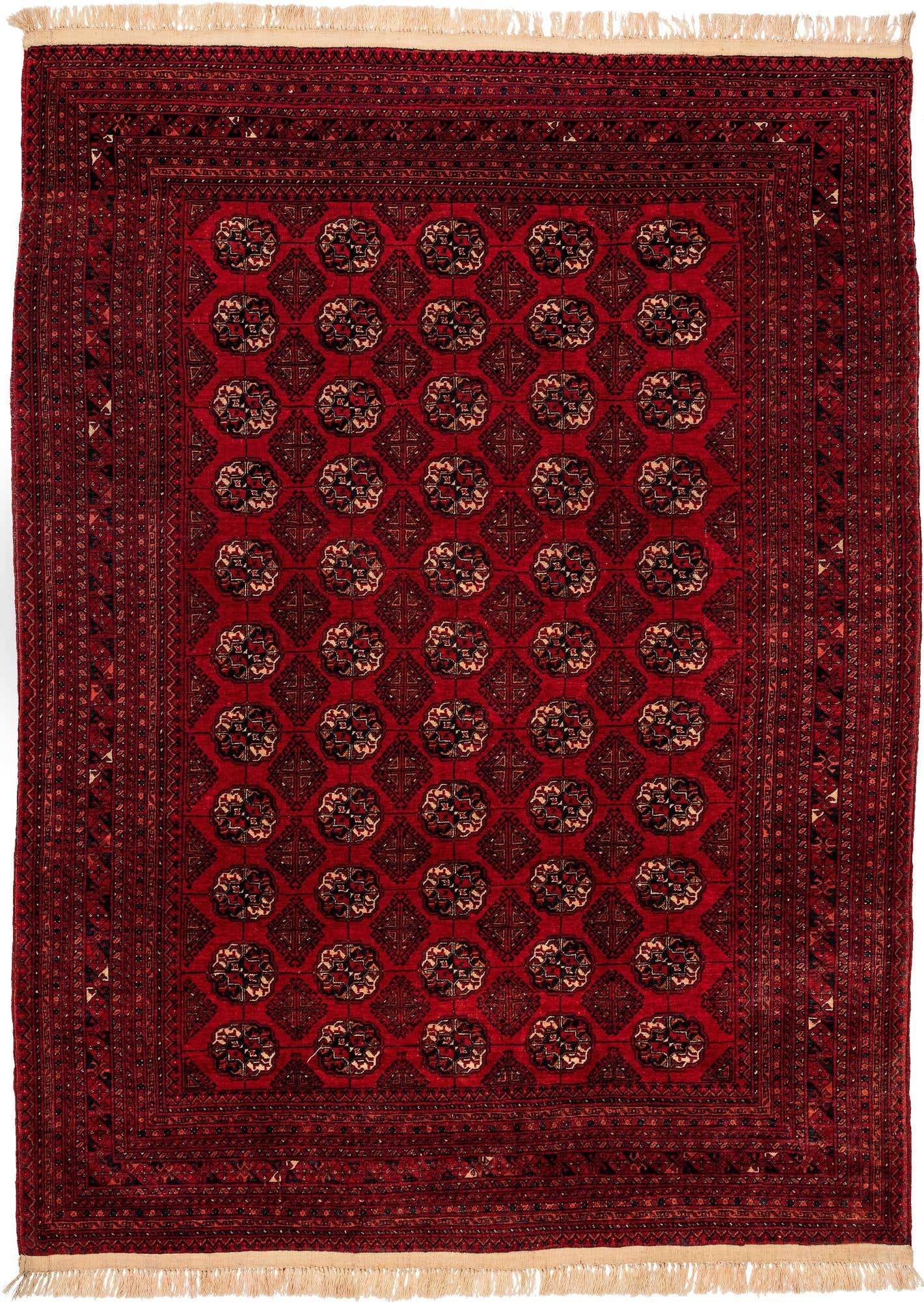 7' x 9' 6 Hand Knotted Afghan Akhche Wool Rug