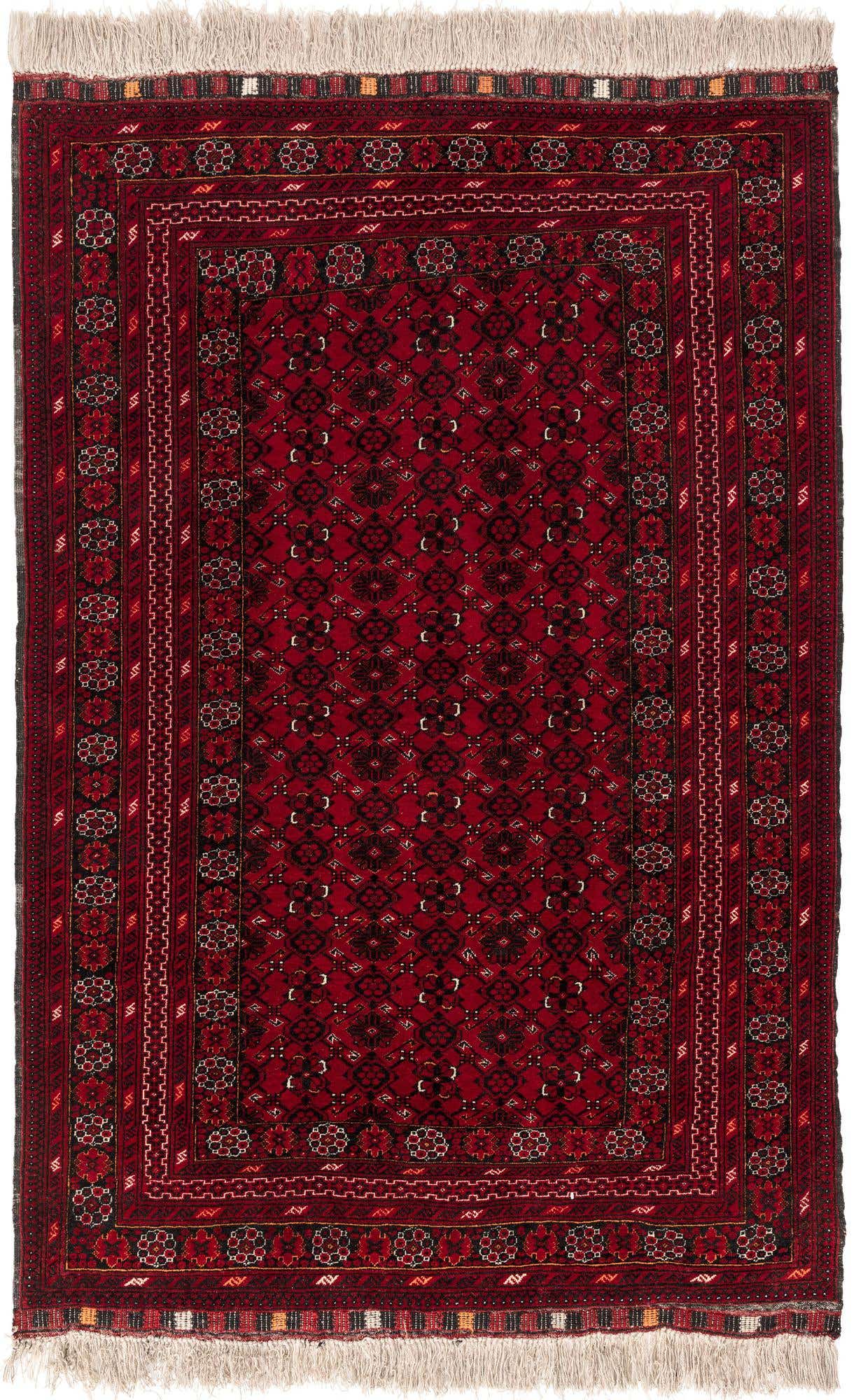 4' 3 x 6' 9 Hand Knotted Afghan Akhche Wool Rug