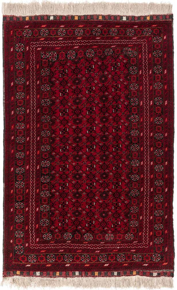 4' 3 x 6' 9 Hand Knotted Afghan Akhche Wool Rug