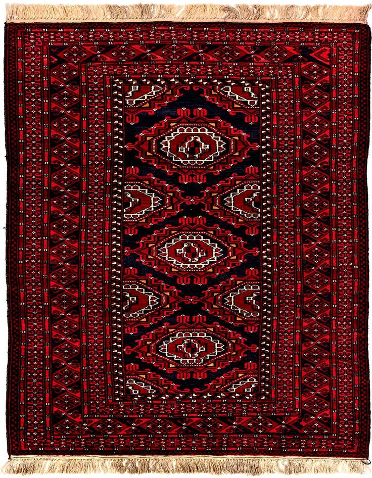 Detail image of 3' 5 x 6' 10 Hand Knotted Afghan Akhche Wool Rug