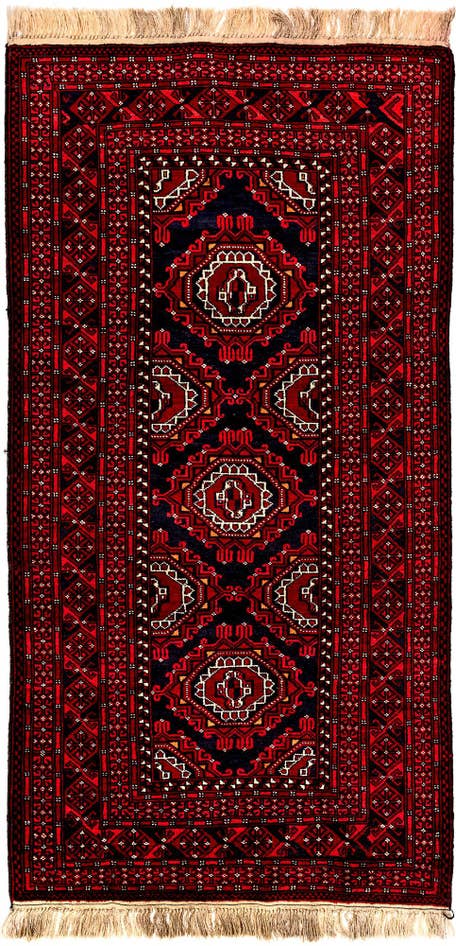Detail image of 3' 5 x 6' 10 Hand Knotted Afghan Akhche Wool Rug