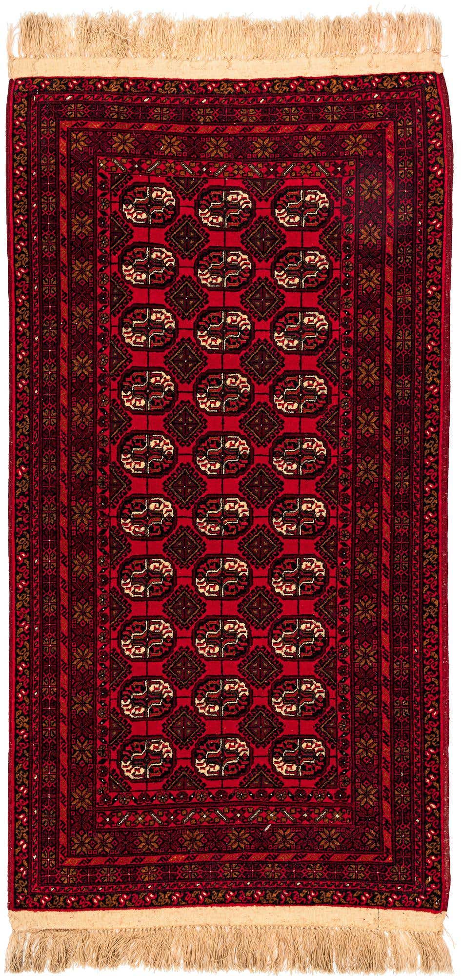 3' 5 x 6' 7 Hand Knotted Afghan Akhche Wool Rug