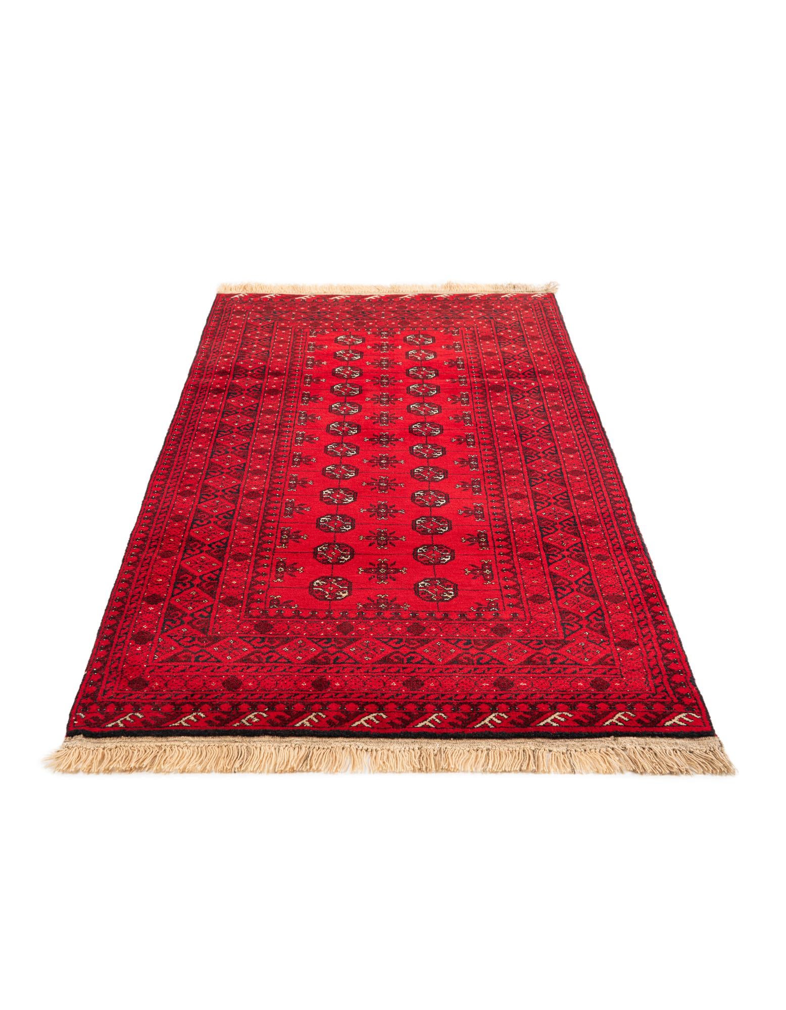 3' 4 x 6' 6 Hand Knotted Afghan Akhche Wool Rug