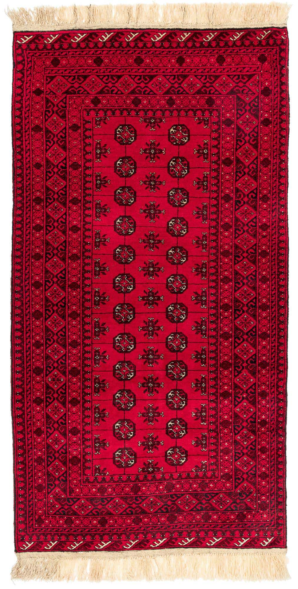 3' 4 x 6' 6 Hand Knotted Afghan Akhche Wool Rug