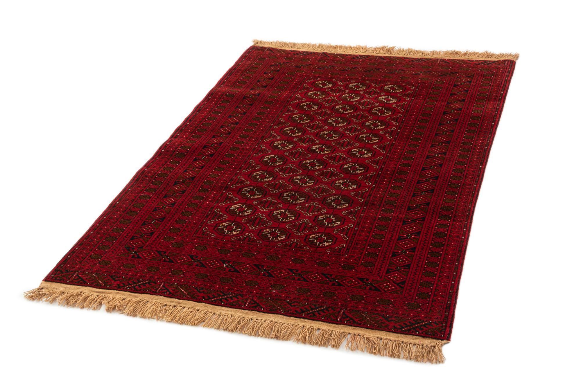 4' 2 x 6' 7 Hand Knotted Afghan Akhche Wool Rug