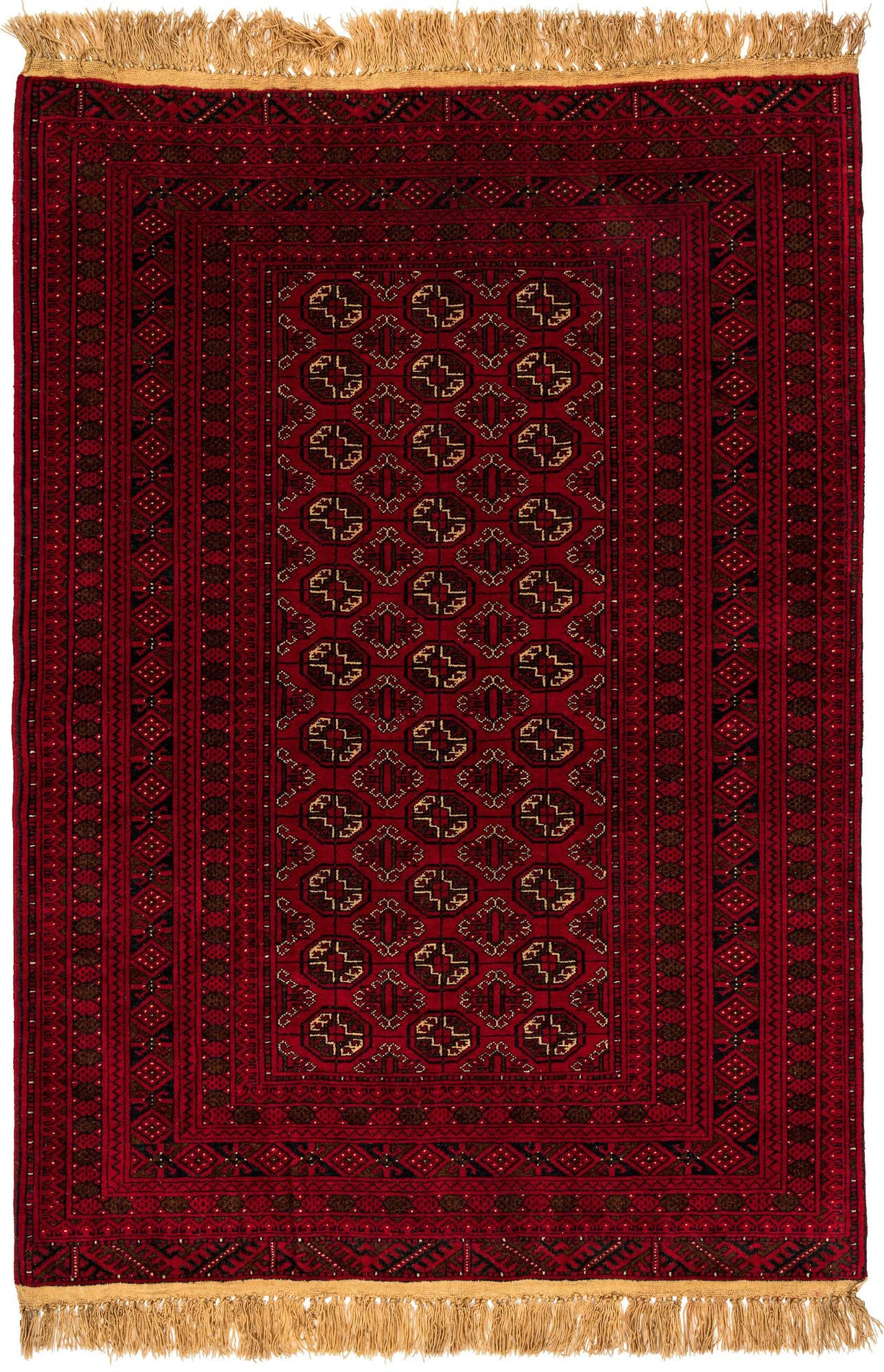 4' 2 x 6' 7 Hand Knotted Afghan Akhche Wool Rug