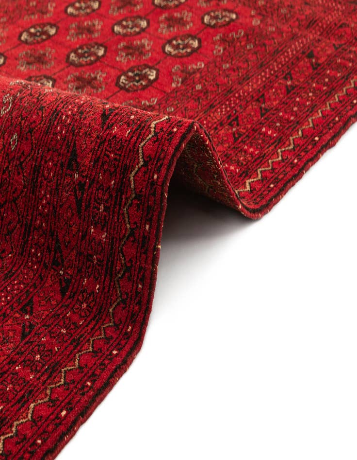 Detail image of 4' 1 x 6' 6  Hand Knotted Afghan Akhche Wool Rug