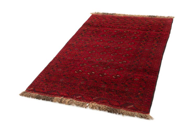 Detail image of 4' 1 x 5' 10 Hand Knotted Afghan Akhche Wool Rug