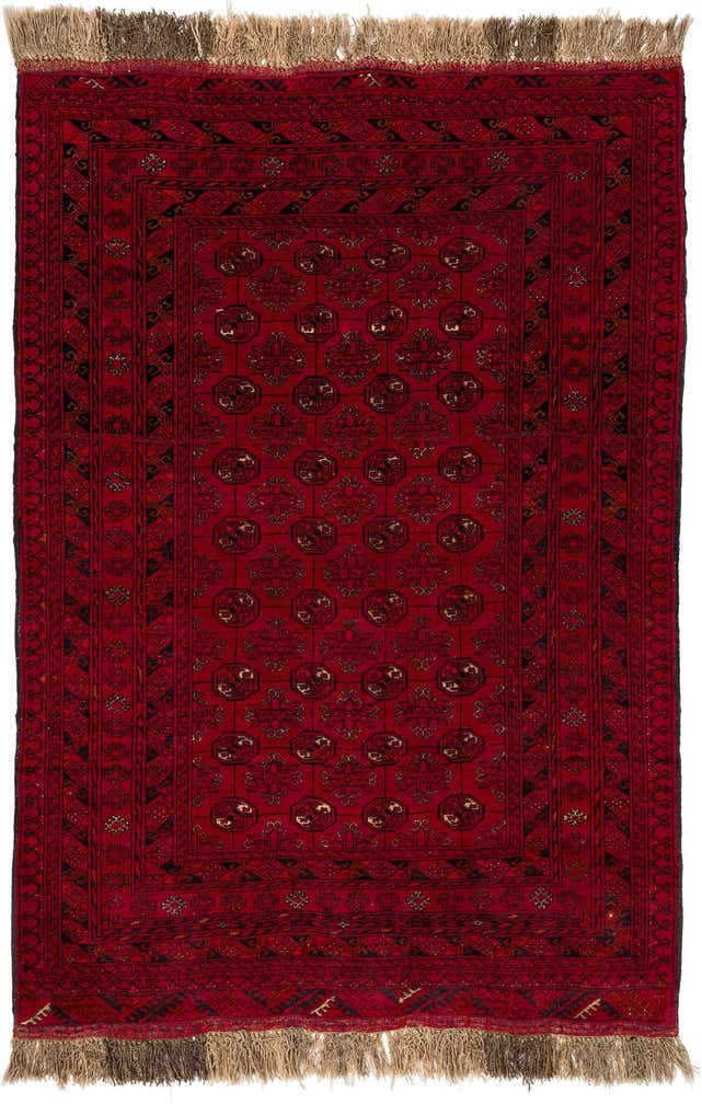 4' 1 x 5' 10 Hand Knotted Afghan Akhche Wool Rug