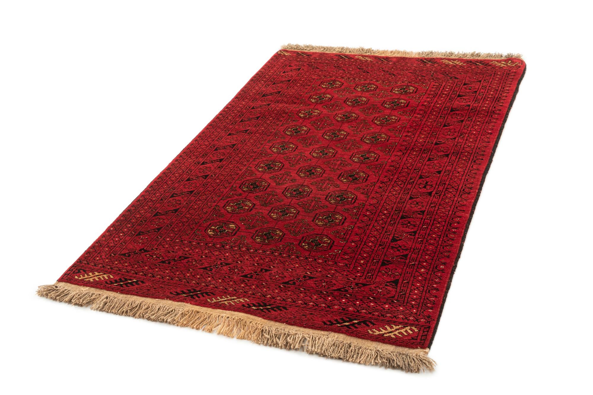 4' 1 x 6' 6 Hand Knotted Afghan Akhche Wool Rug